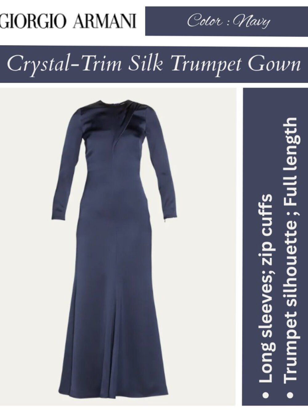 Giorgio Armani Crystal-Trim Silk Trumpet Gown